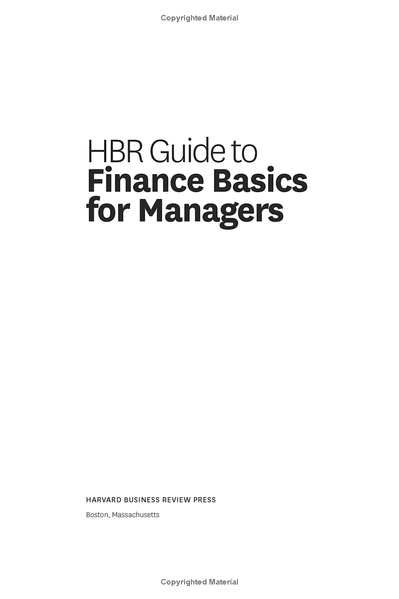 Harvard Business Review Guide To Finance Basics For Managers