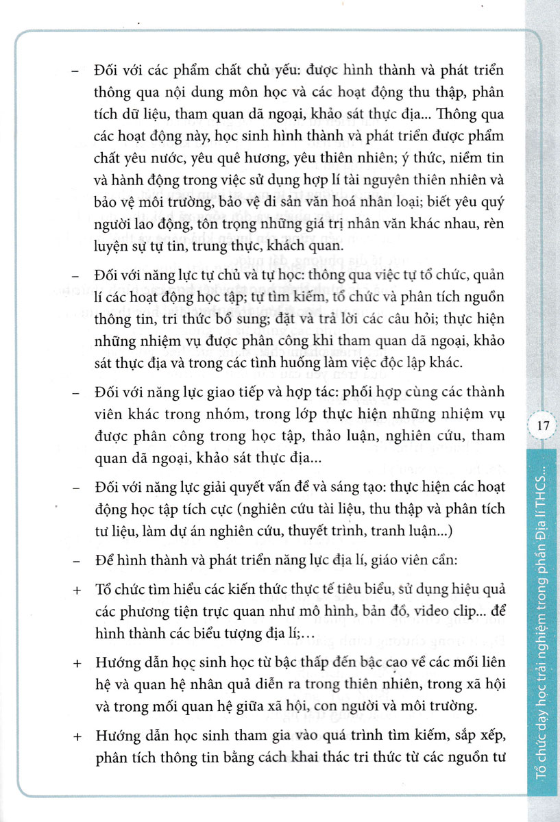 Tổ Chức Dạy Học Trải Nghiệm Trong Môn Lịch Sử Và Địa Lí THCS - Phần Địa Lí (Theo Chương Trình GDPT 2018 Và SGK Mới)