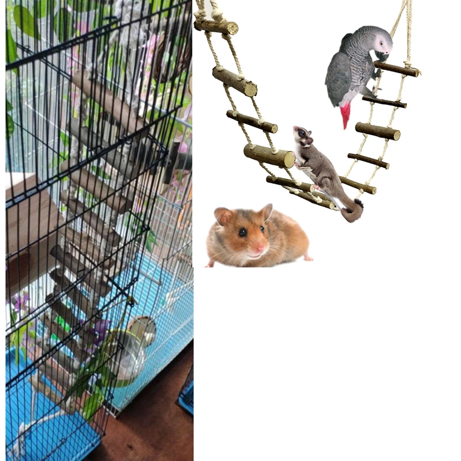 Hamster Climbing Ladder, Small Pet Hanging Squirrel DIY Suspension Wooden Bridge Hamster Swing for Birds Parrots Squirrel Sugar Gliders