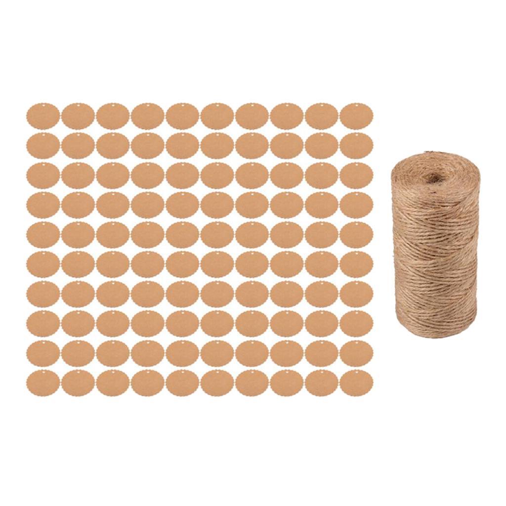 Kraft Paper Tags,100pcs Kraft Paper Gift Tags Craft Hang Tags with Free 100 Meters Natural Jute Twine for Gifts Arts and Crafts Wedding Holiday