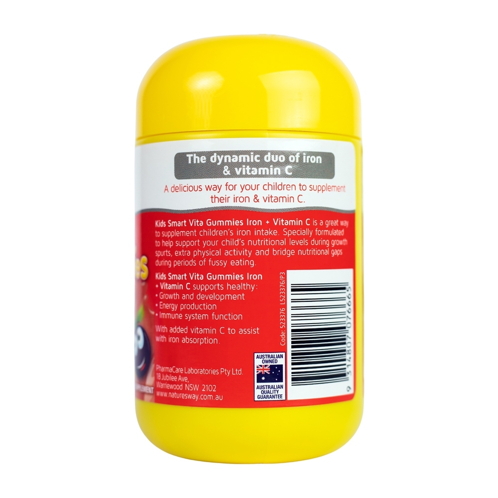 Kẹo Dẻo Bổ Sung Sắt Hữu Cơ Và Vitamin C Nature's Way Kids Smart Vita Gummies Iron + Vitamin C (Hộp 60 Viên)