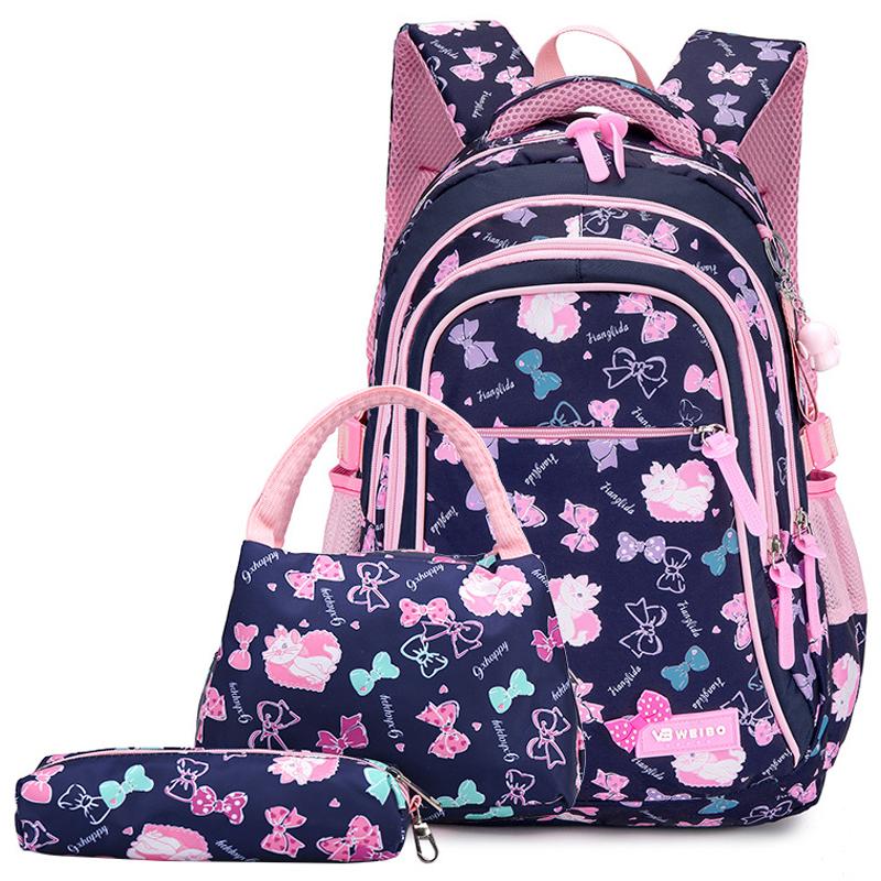 Set 3 Chống Thấm Nước Cho Bé Học Túi Cho Bé Gái In Hình Học Ba Lô Mới Túi Du Lịch Schoolbag Túi Sách Trẻ Em Mochila