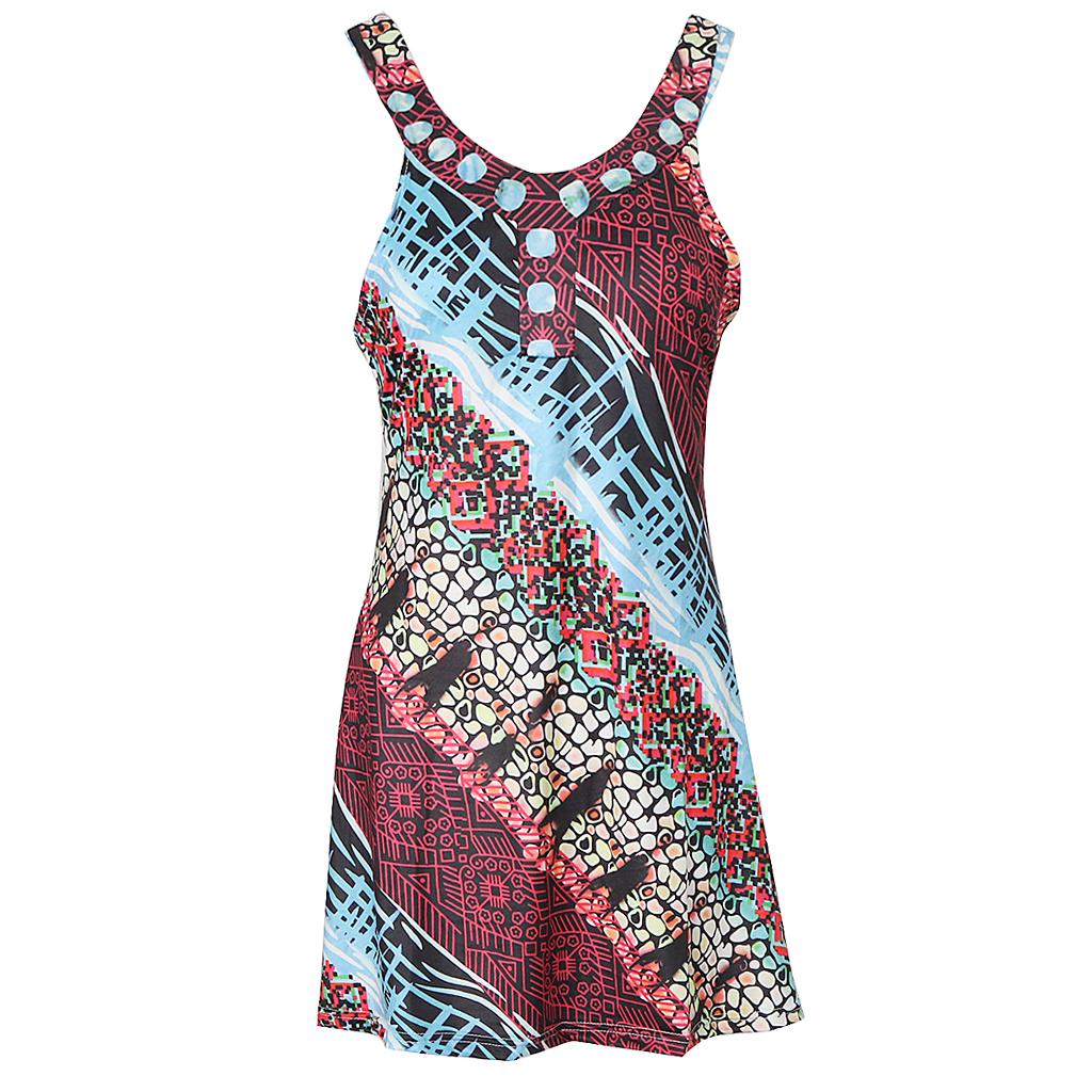 Summer Lady Women Fashion Floral Printing Sleeveless Gallus Skirt Dress