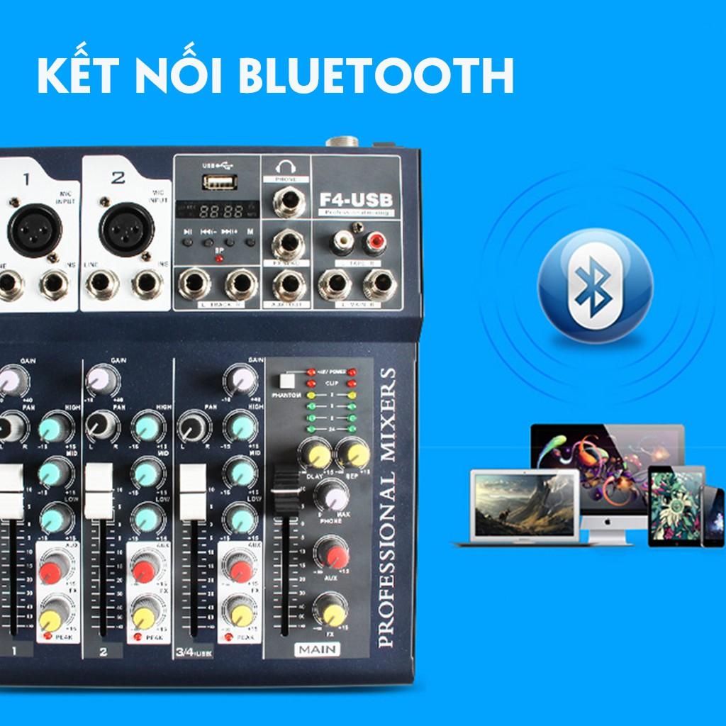 CTY MT MIXER F4 USB PHIÊN BẢN CHUYÊN NGHỆP CÓ BLUETOOTH CHO KARAOKE GIA ĐÌNH,LIVESTREAM FB, BIGO(BH 12T)