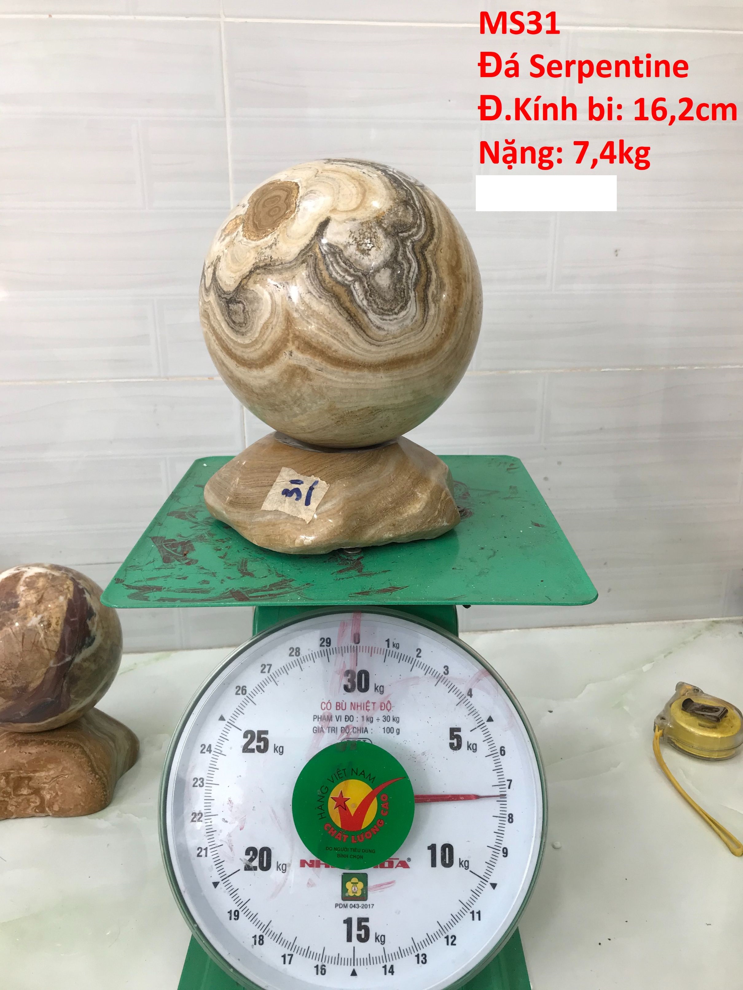 Quả cầu 16.2cm đá Serpentine tự nhiên nặng 7.4kg