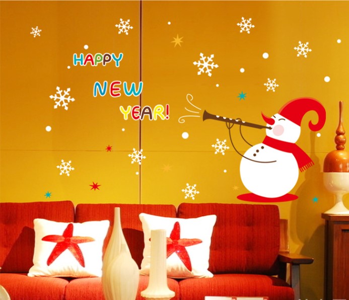 DECAL TRANG TRÍ NOEL 2022 NGƯỜI TUYẾT THỔI KÈN ĐÓN GIÁNG SINH