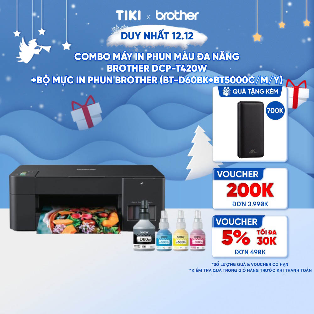 Combo Máy in phun màu đa năng Brother DCP-T420W và Bộ mực in phun Brother