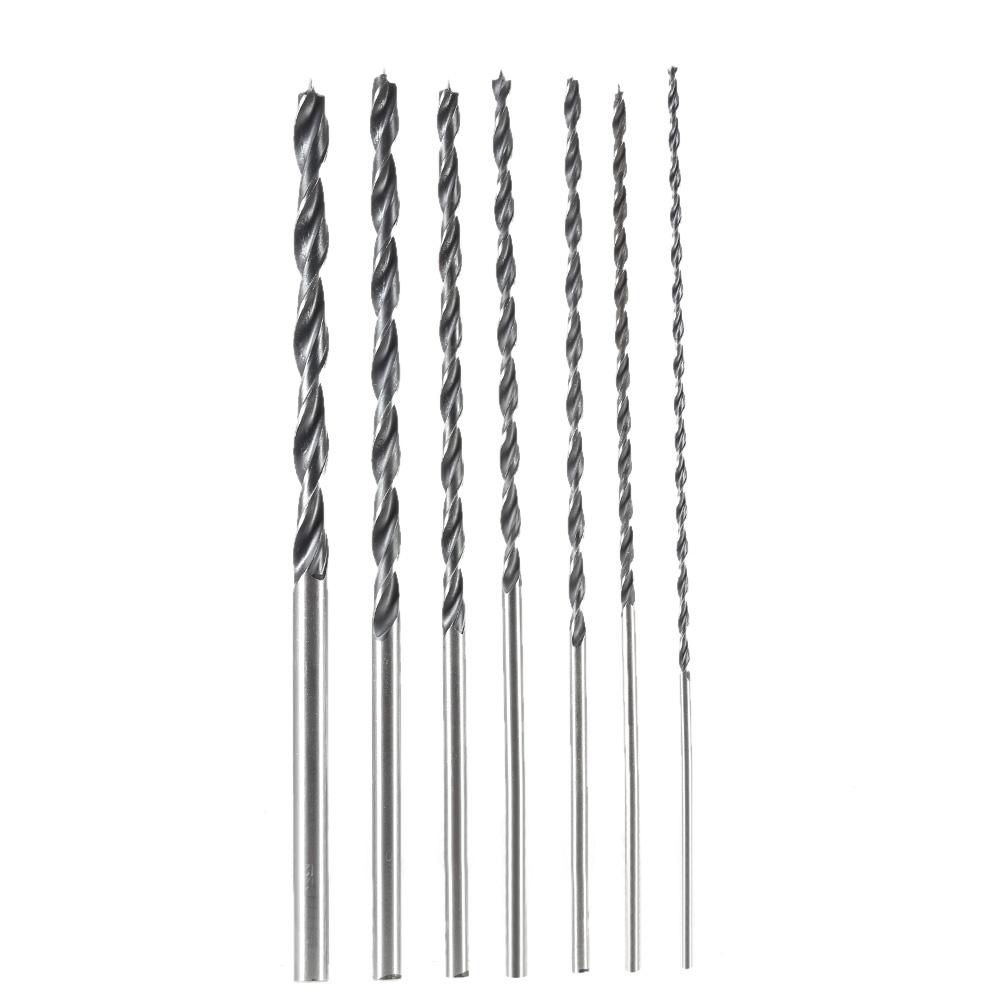 7pcs/set 300mm Extra-Long Brad Point High-carbon Steel Wood Drill Bit Set Three Point Woodworking Drill