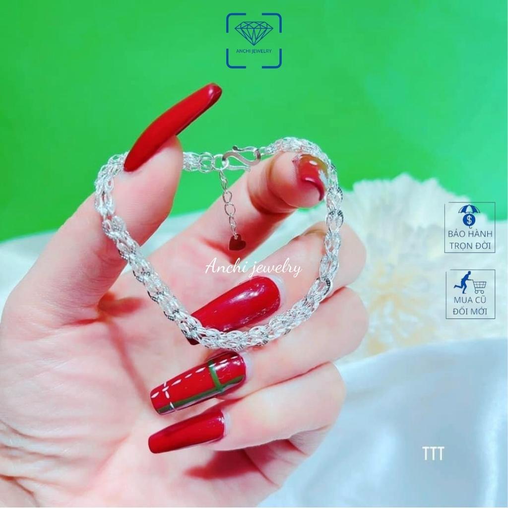 Vòng tay bạc nữ 925 lấp lánh đơn giản, cá tính ANCHI JEWELRY - 0150