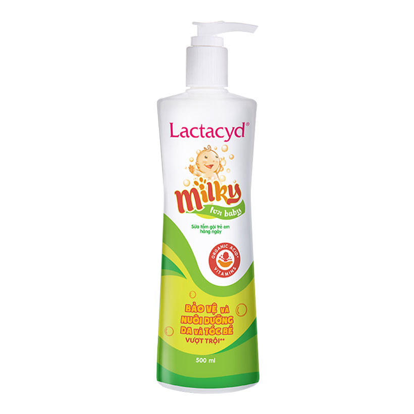 Bộ 2 chai Lactacyd Milky BẢO VỆ, NUÔI DƯỠNG DA &amp; TÓC BÉ VƯỢT TRỘI 500ml/chai + 1 DDVS Odor Fresh NGĂN MÙI 24H 250ml/chai