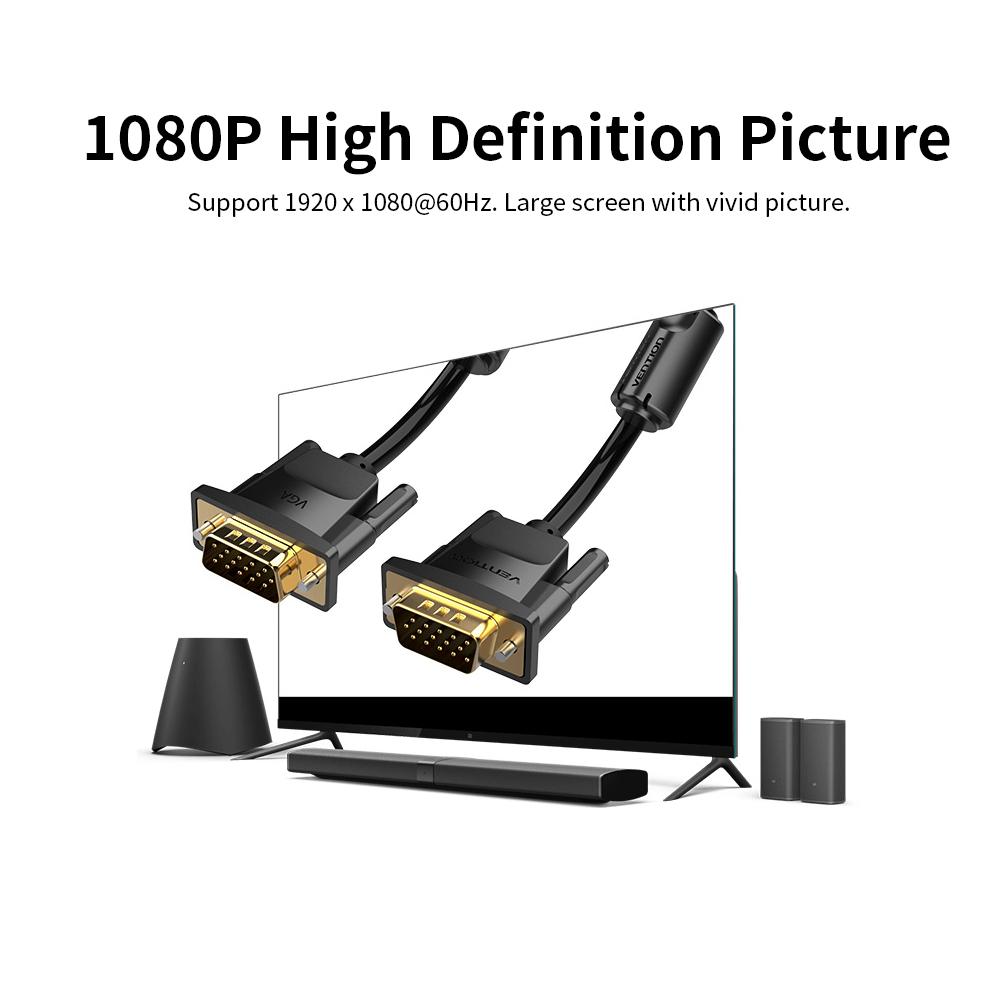 Cáp mở rộng VENTION chuyển đổi VGA sang 1080P Full HD cho máy tính xách tay Máy chiếu PC Màn hình