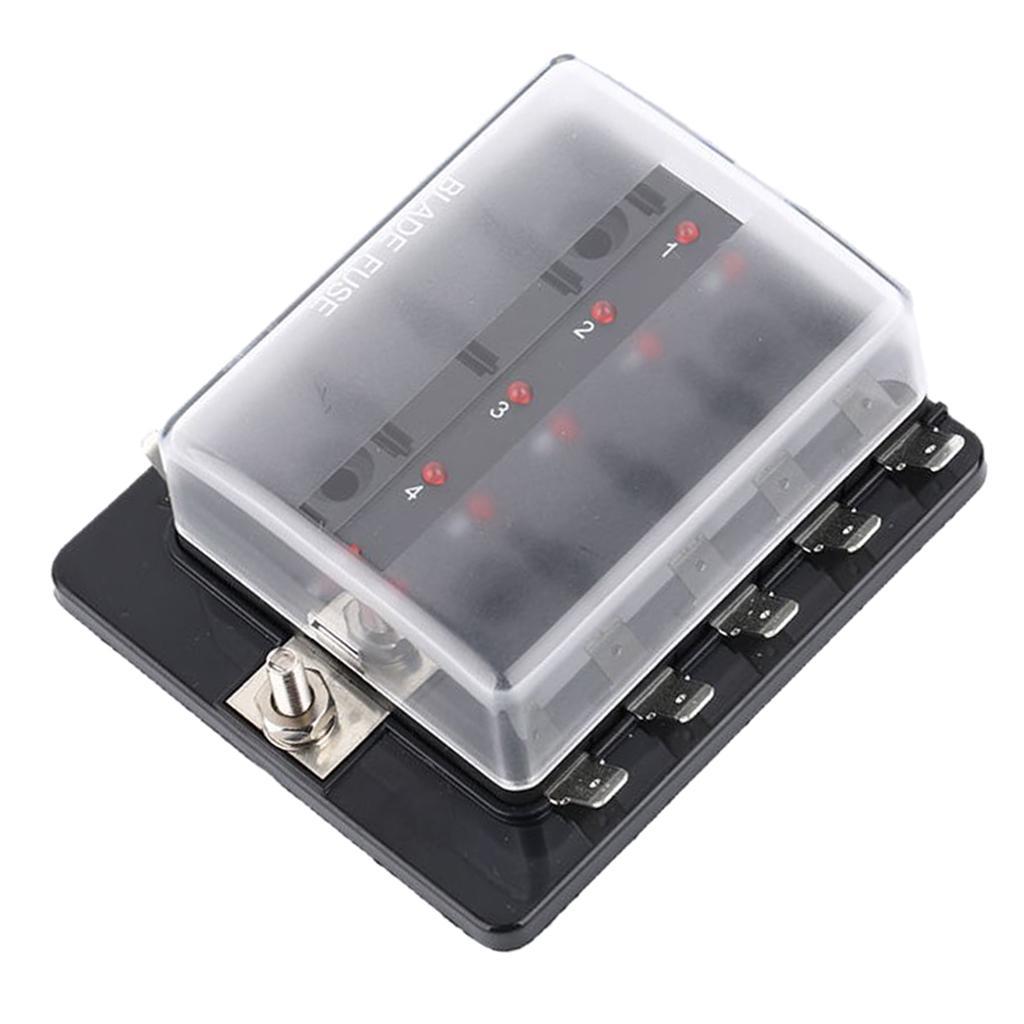DC12V/24V 10 Way Standard Blade Fuse Box Holder for Car Boat Marine