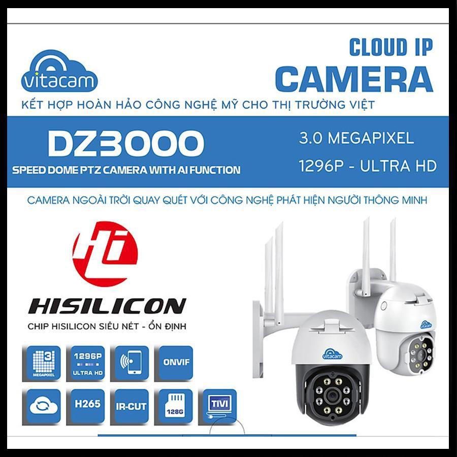 Camera IP Wifi ngoài trời Vitacam DZ3000  an ninh 3.0 MPX hàng chính hãng