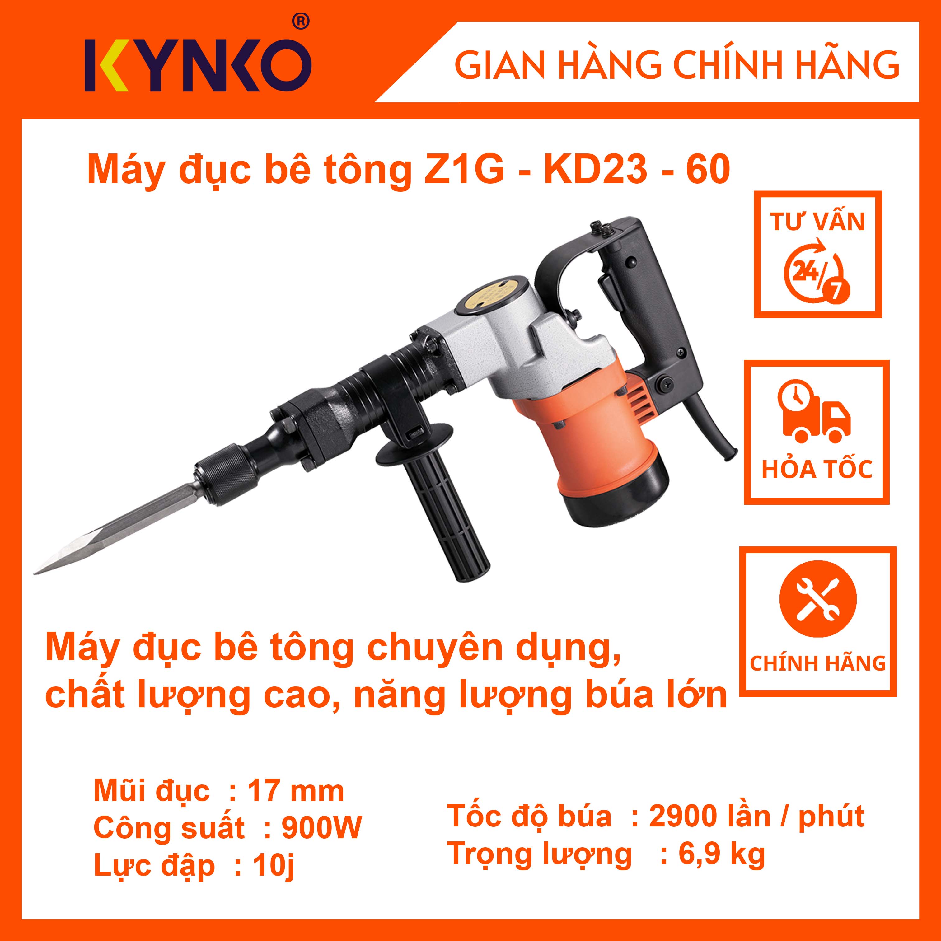 Máy đục bê tông - KD23 cầm tay giá tốt chính hãng Kynko Z1G-KD23-60 #6232