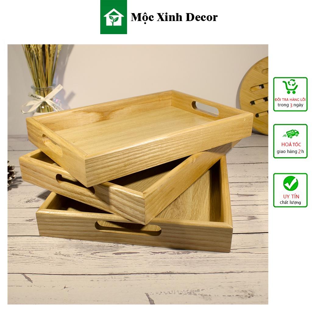 ( Kho Sỉ ) Khay trà gỗ, khay gỗ đựng đồ ăn chụp ảnh decor, hình chữ nhật - khay gỗ decor sồi cao cấp, dày dặn bền đẹp