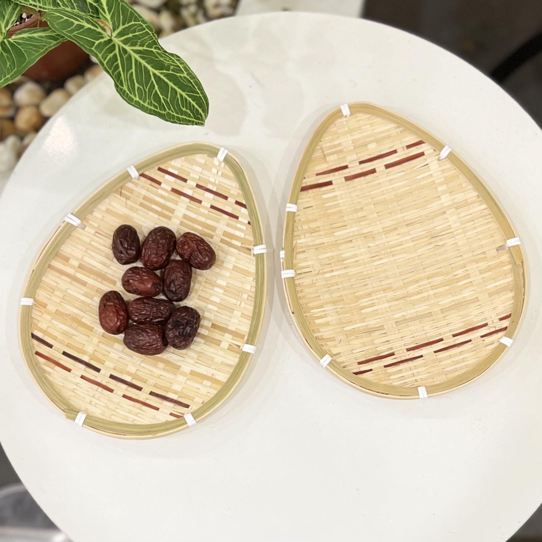 Khay Tre Trang Trí Decor Bánh Kẹo, Trái Cây Ur Space/ Bamboo Woven Basket Tray For Breakfast, Drinks, Snacks