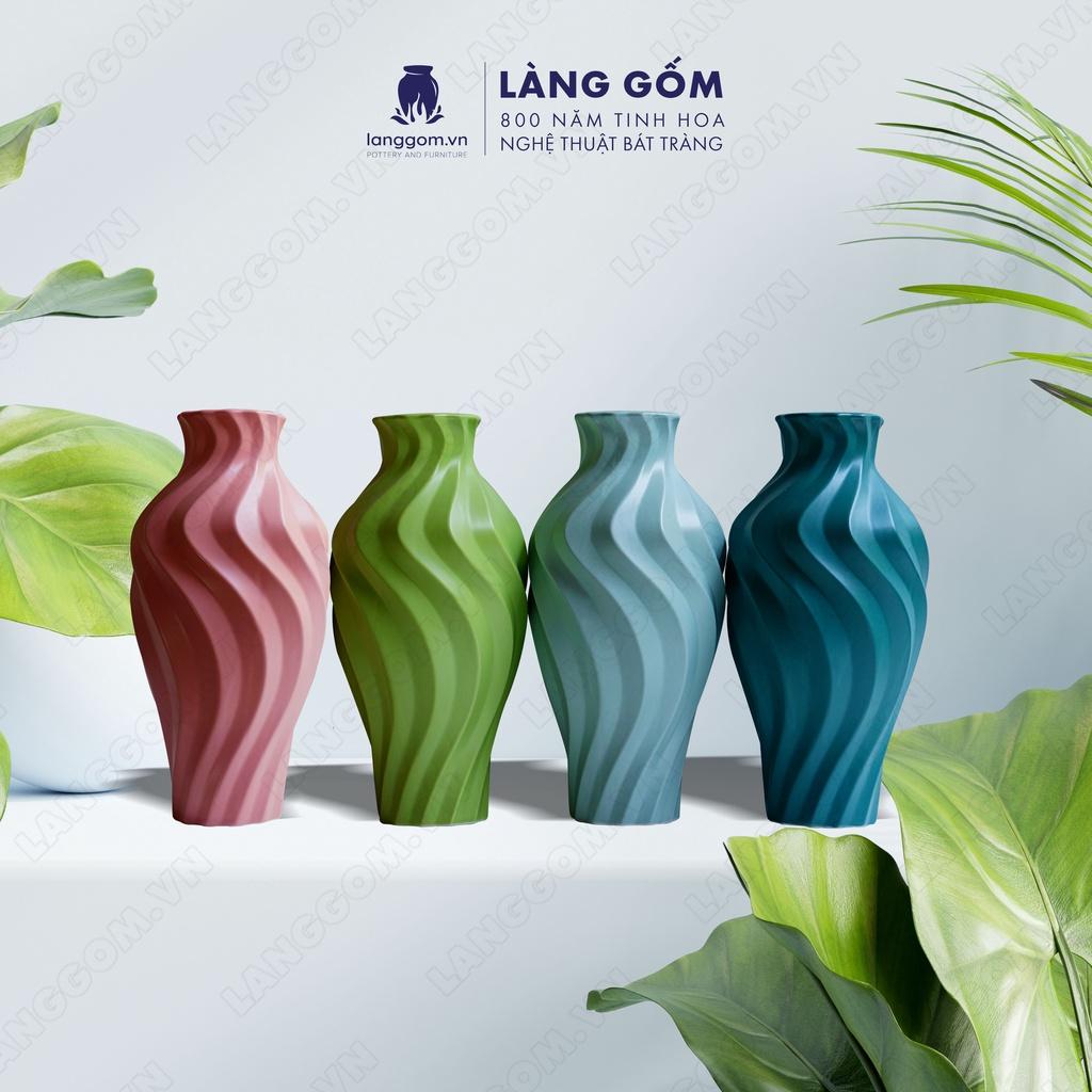 Bình hoa, lọ hoa Gốm sứ Bát Tràng cao cấp Men mát lượn sóng dùng làm quà tặng, trang trí - Làng Gốm Bát Tràng