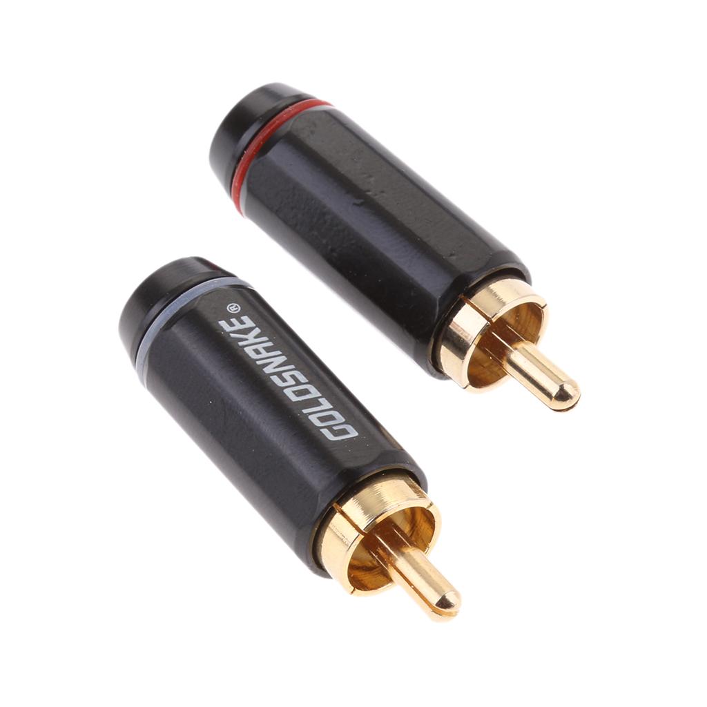 2 Pieces Audio Mono Female to RCA Male Plug Gold Plated Audio Adapter