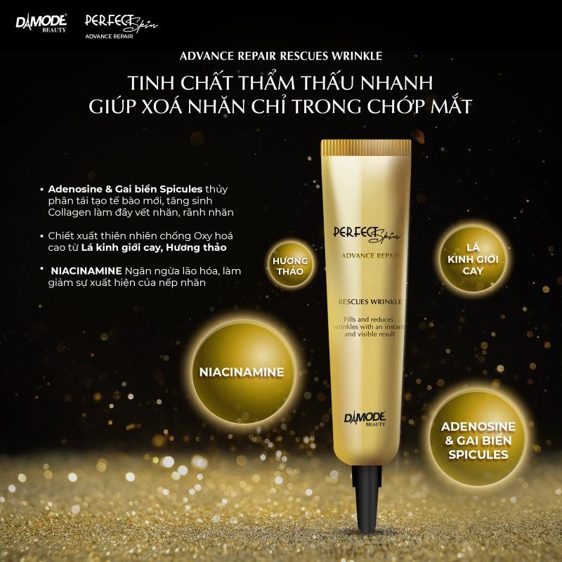 Tinh chất xóa nhăn xóa thâm quầng bọng mắt năng cơ dưỡng ẩm RESCUES WRINKLE DAMODE chai 15ml