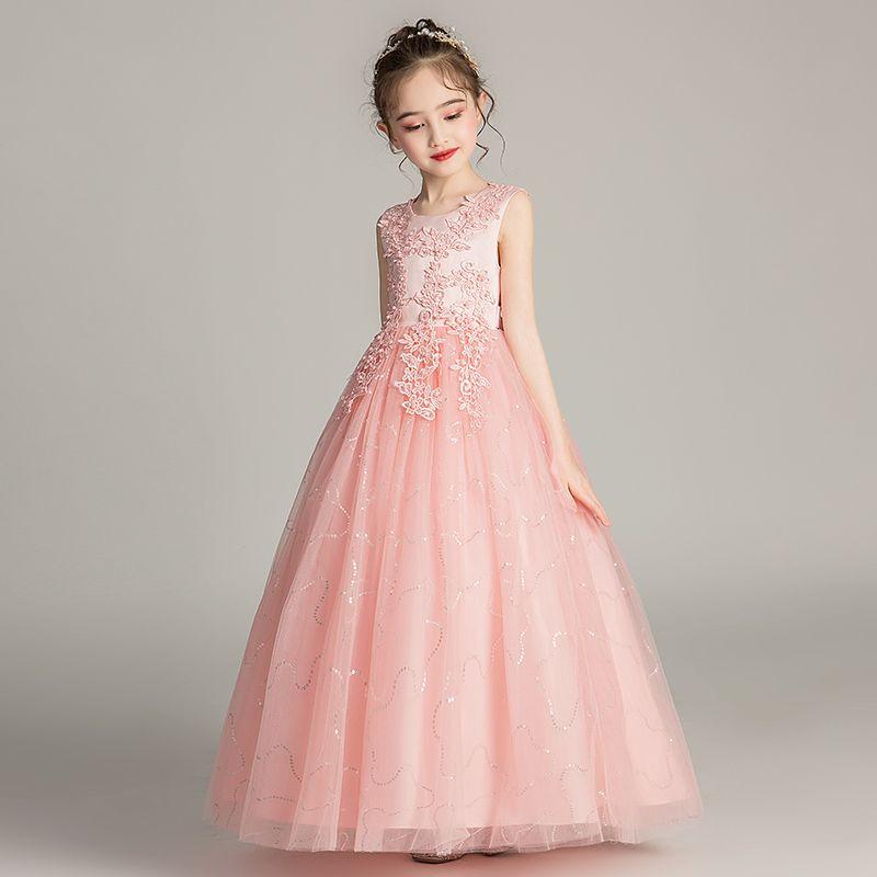 DONGSHOP HOT Váy công chúa cho bé gái Váy dài mùa hè Người dẫn chương trình Váy cưới cho bé gái Váy hoa cho bé gái