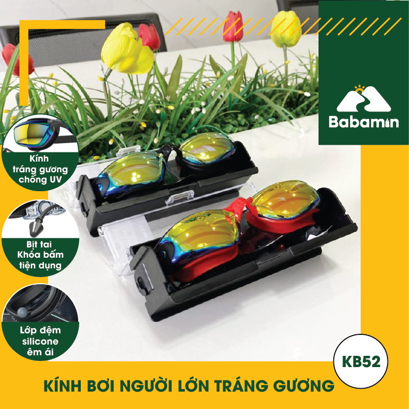 Kính Bơi Thể Thao Tráng Gương - Chống Tia UV Người Lớn - KB52