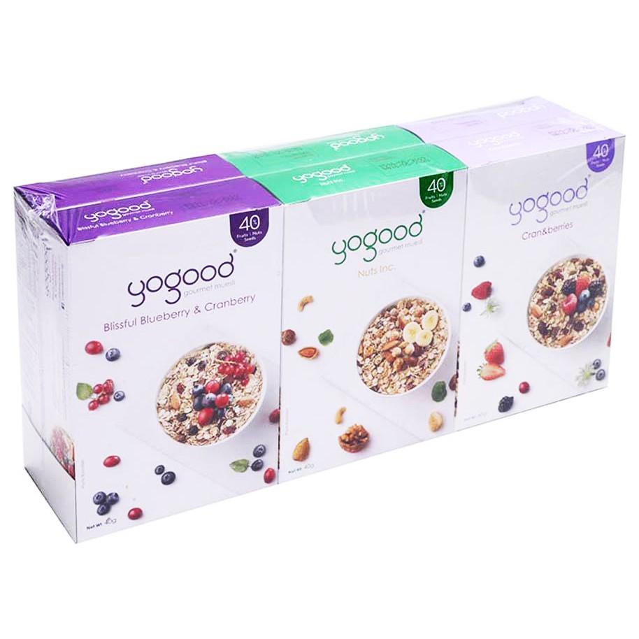 Lốc 6 Hộp Ngũ Cốc Nguyên Hạt Hỗn Hợp Nhiều Vị Yogood - Gourmet Muesli Variety Pack 240g