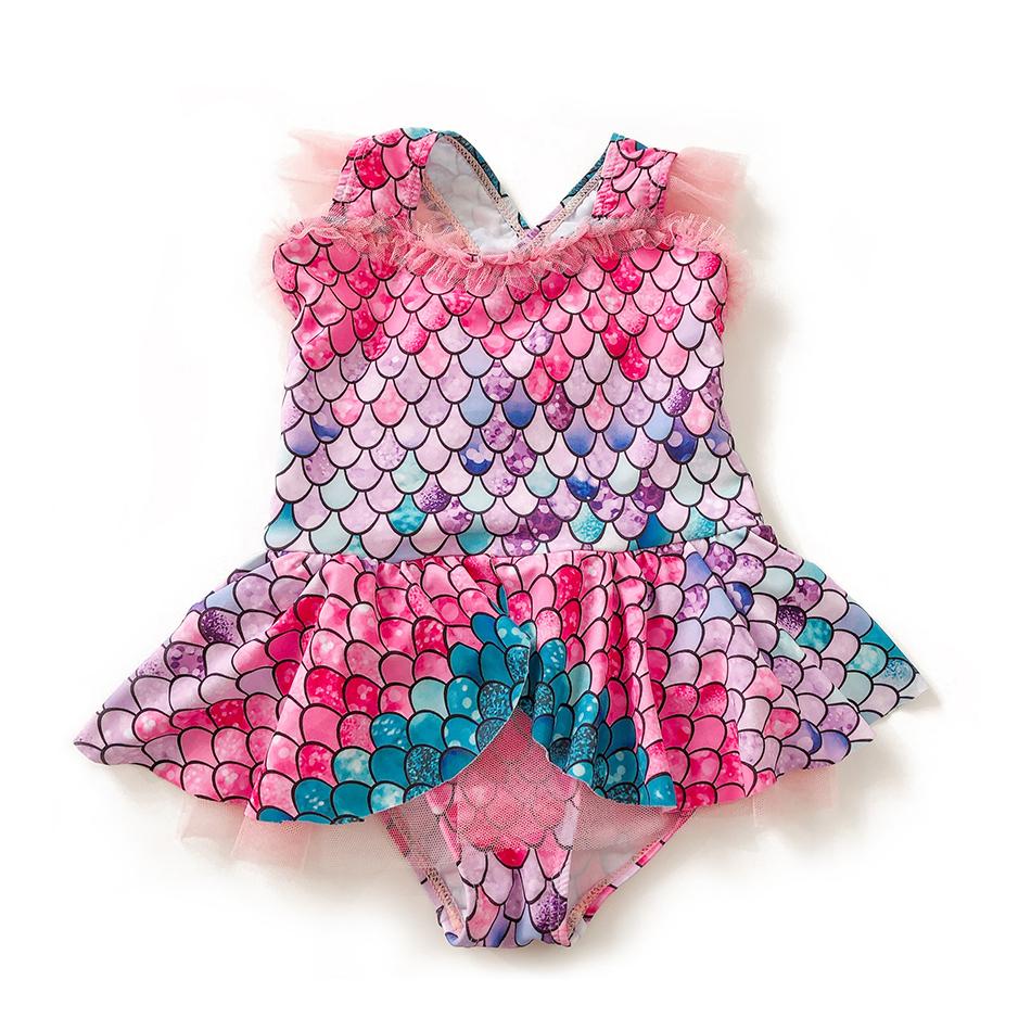 2-7 Y Trẻ Em Cho Bé Gái Nàng Tiên Cá Bơi Mùa Hè 2021 Trẻ Em Xù Một Mảnh Bikini Đồ Bơi In Hình Hở Lưng Bé Gái đi Biển