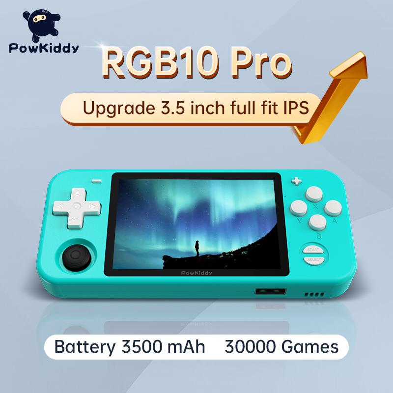 POWKIDDY RGB10 Pro Portable Retro Máy chơi game cầm tay Máy chơi trò chơi điện tử cổ điển Màn hình IPS 3,5 inch Trò chơi giả lập PS1 chơi game Màu sắc: Xanh dương 64G