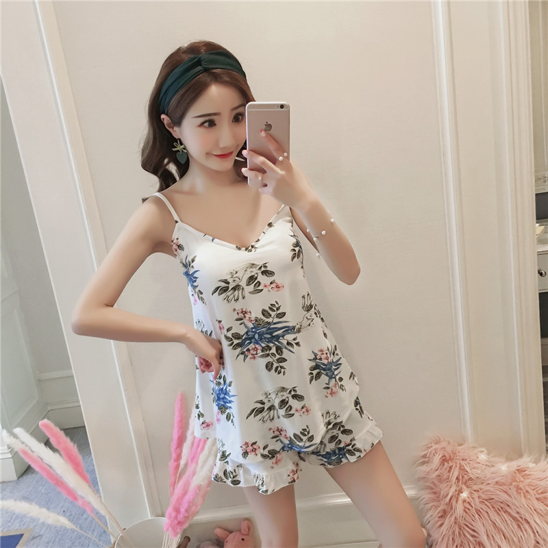 Bộ ngủ hai dây cotton hoa CÓ ĐỆM NGỰC - VAPERLA