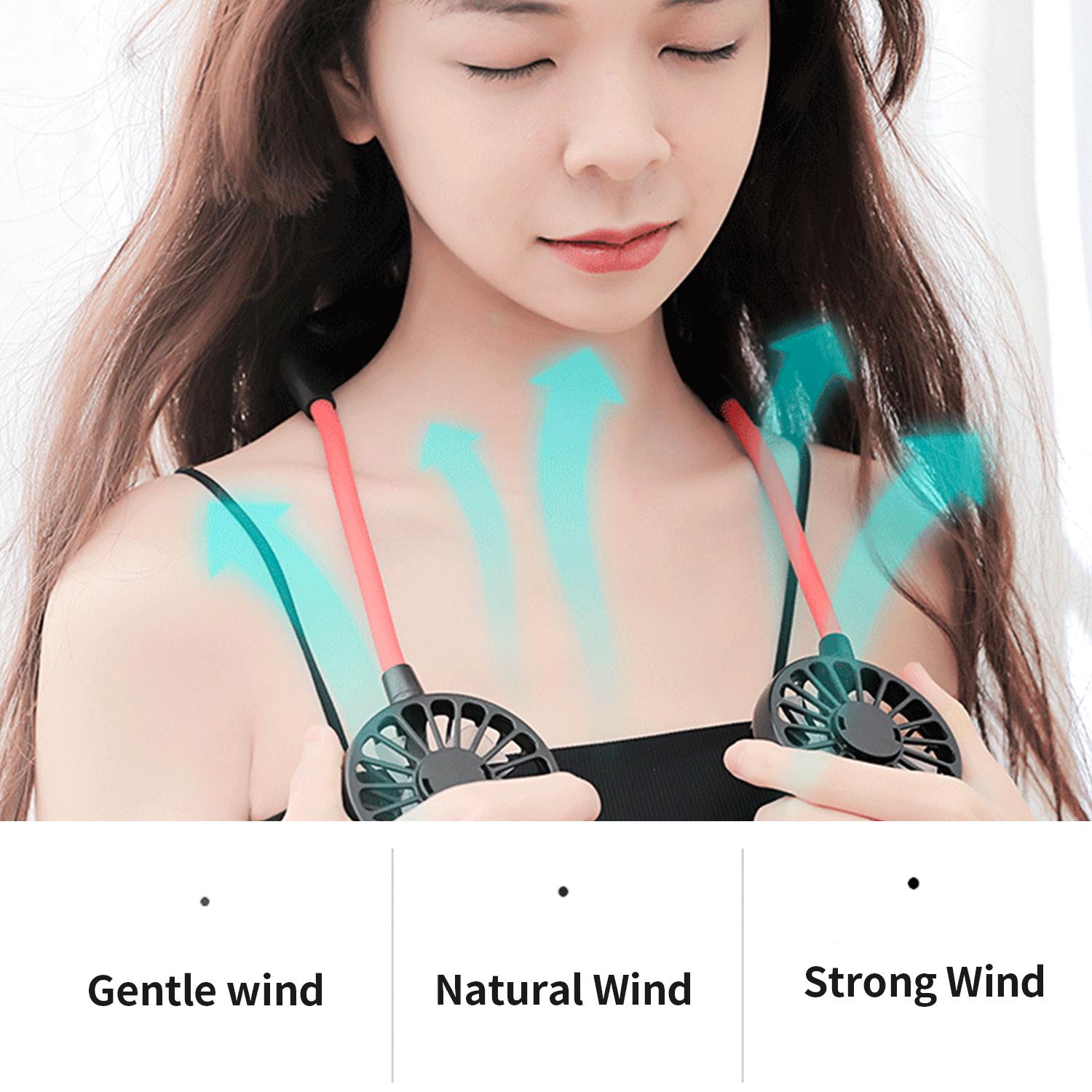 Quạt đeo cổ di động mini 3 chế độ mát, hoạt động yên tĩnh, sạc USB