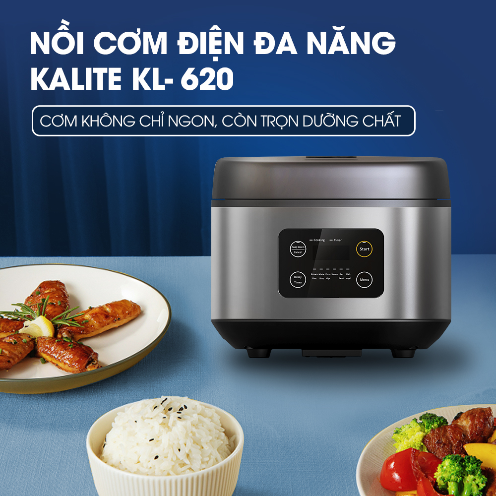 Nồi Cơm Điện Tử KALITE KL-620 Thương Hiệu Úc Công Suất 860W Dung Tích 1.8L 8 Chế Độ Nấu - Hàng Chính Hãng