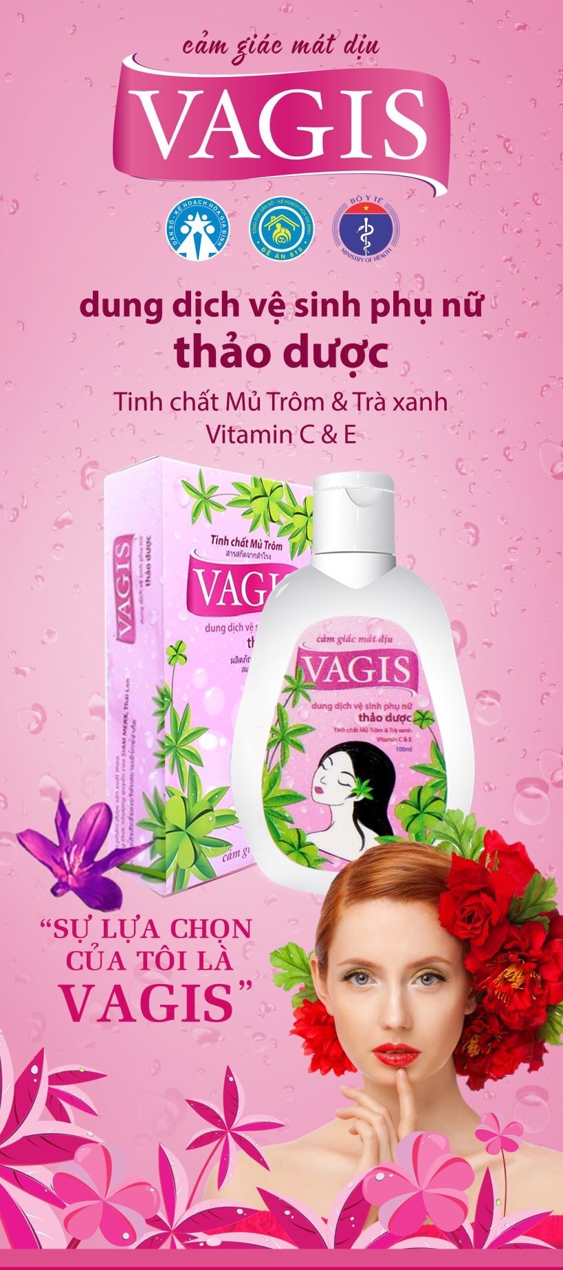 - Dung dịch vệ sinh thảo dược dịu nhẹ VAGIS - Sản phẩm của Đề án 818 Tổng cục dân số và kế hoạch hoá gia đình - Chai 100ml