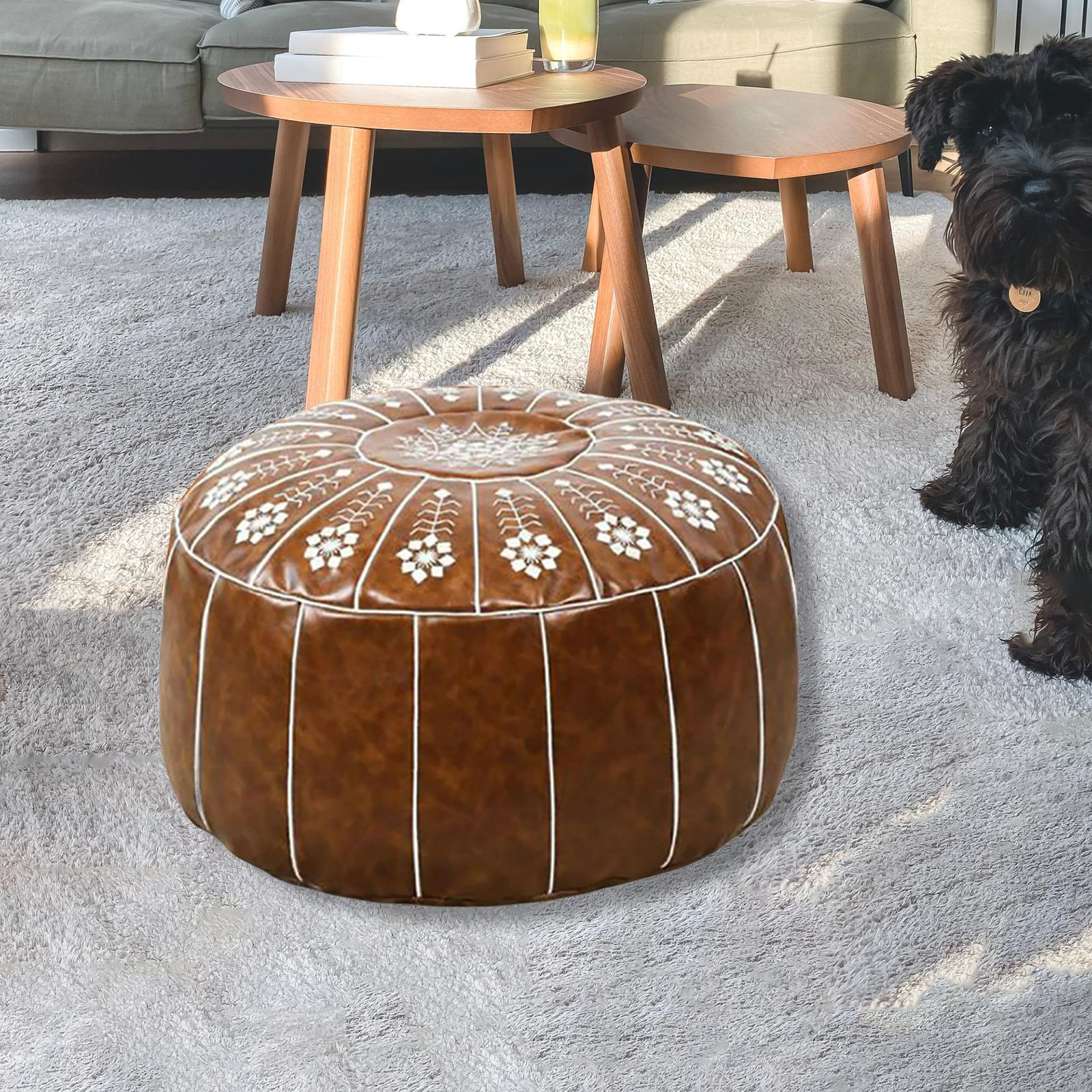 21inch Unstuffed Footstool Pouf Cover Morrocan Pouf Ottoman Cover for Bedroom Decor
