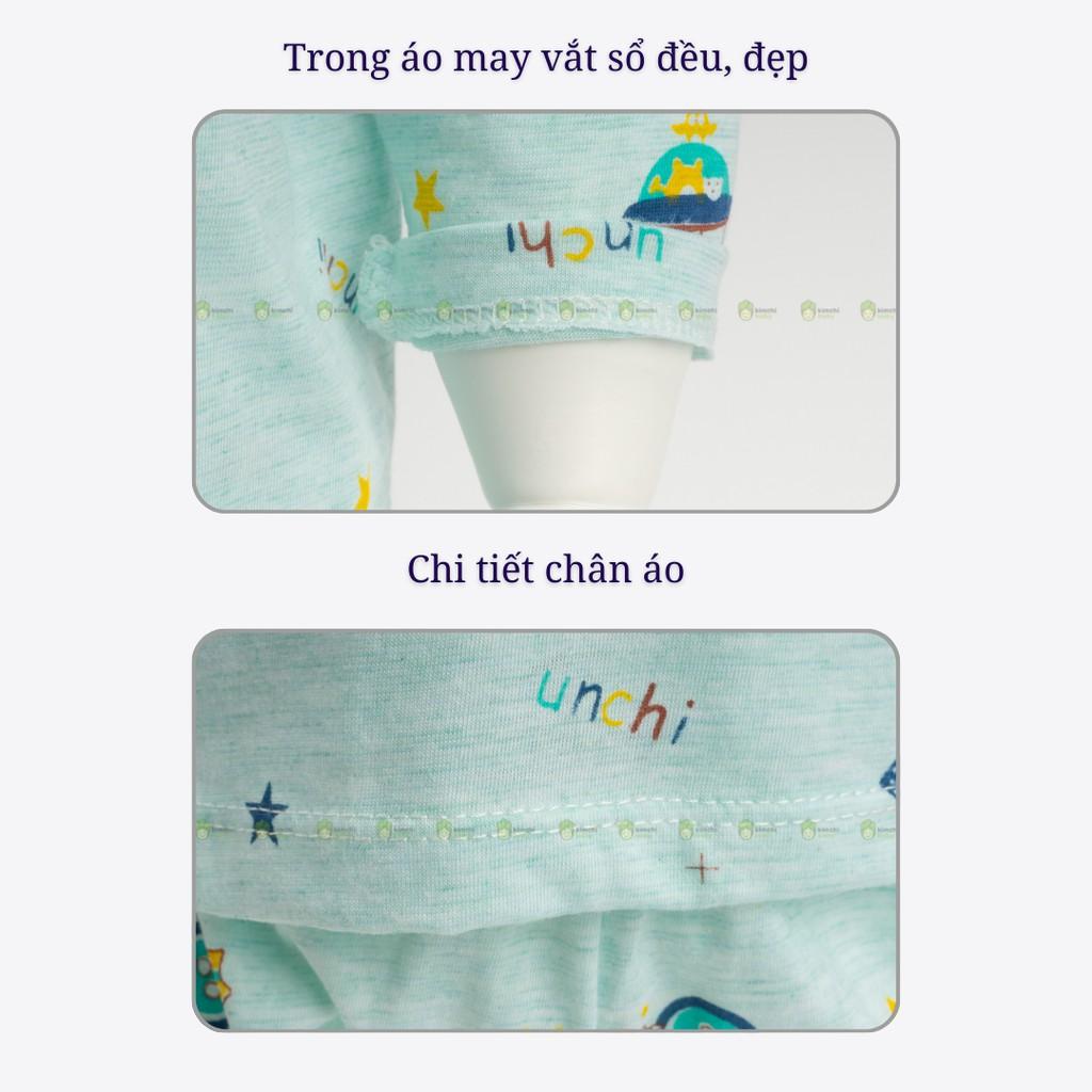 Đồ Bộ Bé Gái, Bé Trai UNCHI Vải Cotton Mềm Xốp Cài Vai Hoạ Tiết Gấu Con, Quần Áo Sơ Sinh Thu Đông Cho Bé UNTD2104