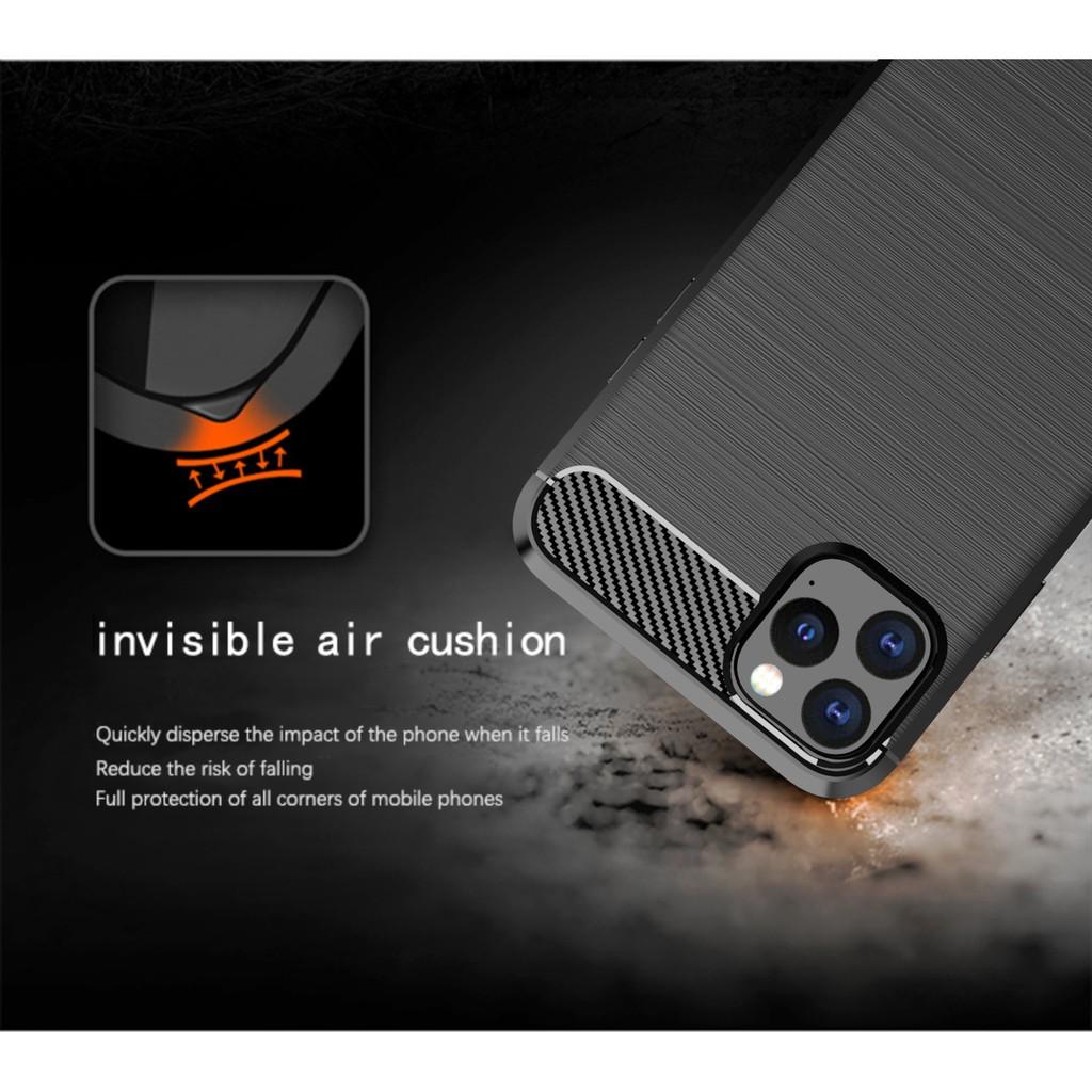 Ốp lưng cho iPhone 11 Pro Max dẻo Carbon phay xước chống sốc chống vân tay