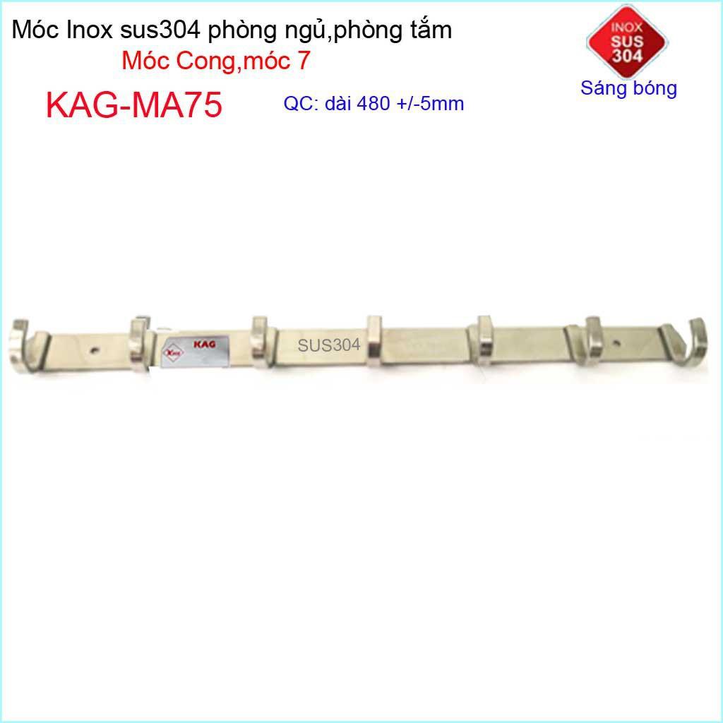 Móc cong treo quần áo inox 304 cao cấp dày,7 móc treo đồ nhà tắm