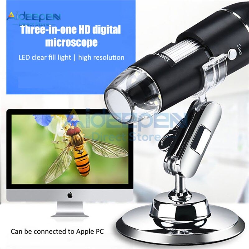 Bản Nâng Cấp - Kính Hiển Vi Điện Tử Cầm Tay Zoom 1000x 8 Đèn Led 3 Trong 1 USB/TypeC/Micro USB Camera Nội Soi HD. 3 In 1 New Portable HD 1000X 2MP Zoom Microscope 8 LED Micro USB Type-c Digital Handheld Magnifier Endoscope Camera