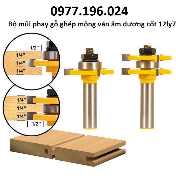 Bộ mũi dao phay gỗ ghép mộng ván âm dương cốt 12ly7