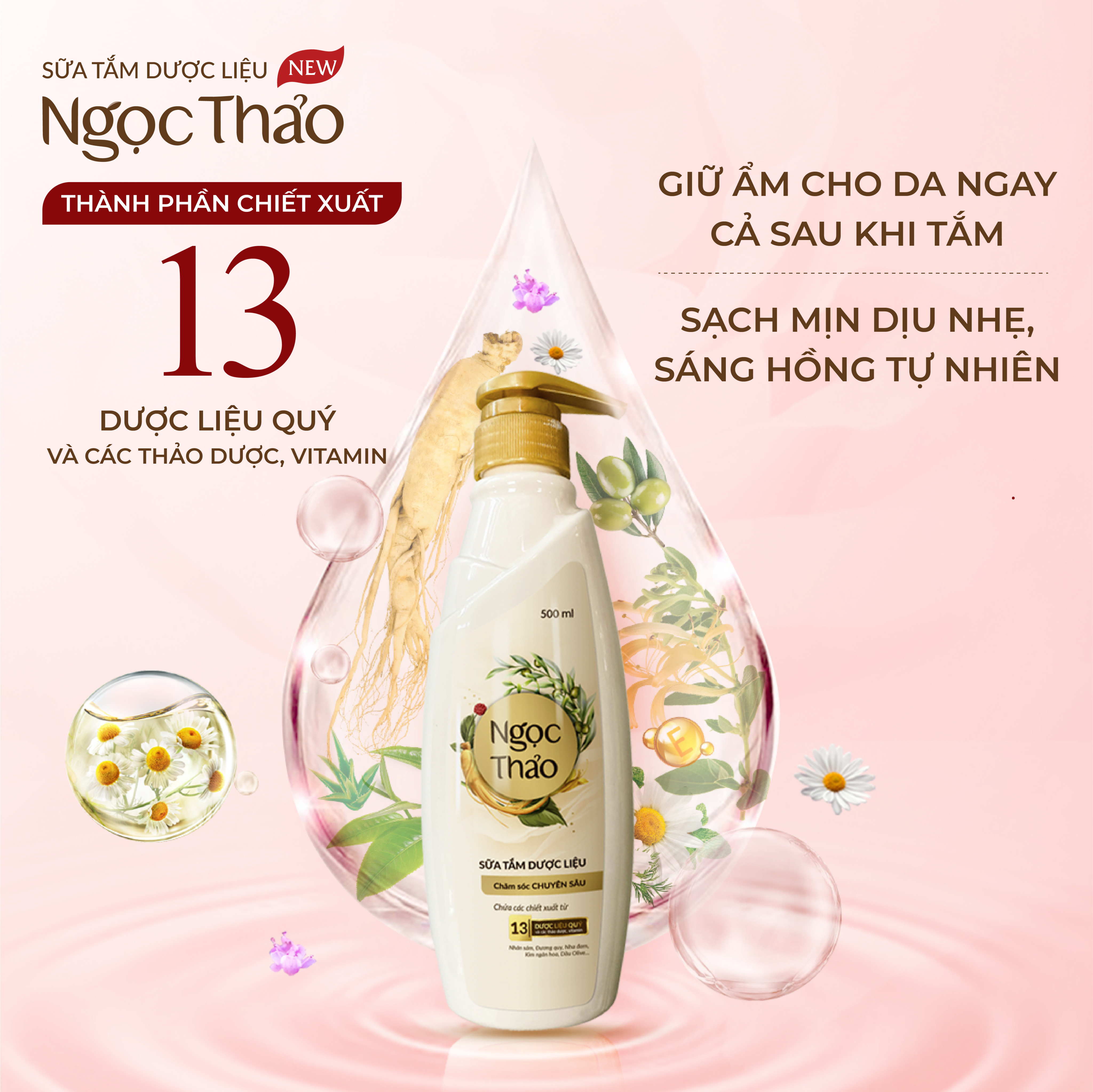 Sữa tắm Dược liệu Ngọc Thảo _ Chăm sóc chuyên sâu 300ml