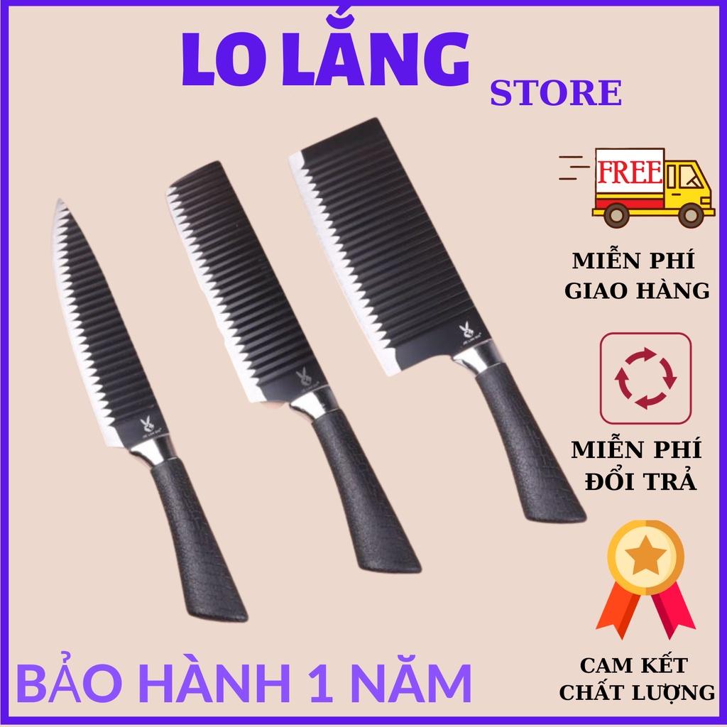 Bộ 3 dao Nhật Bản thép không gỉ thân dao gợn sóng chống dính siêu bén (chuyên thái, lọc thịt, gọt hoa quả)