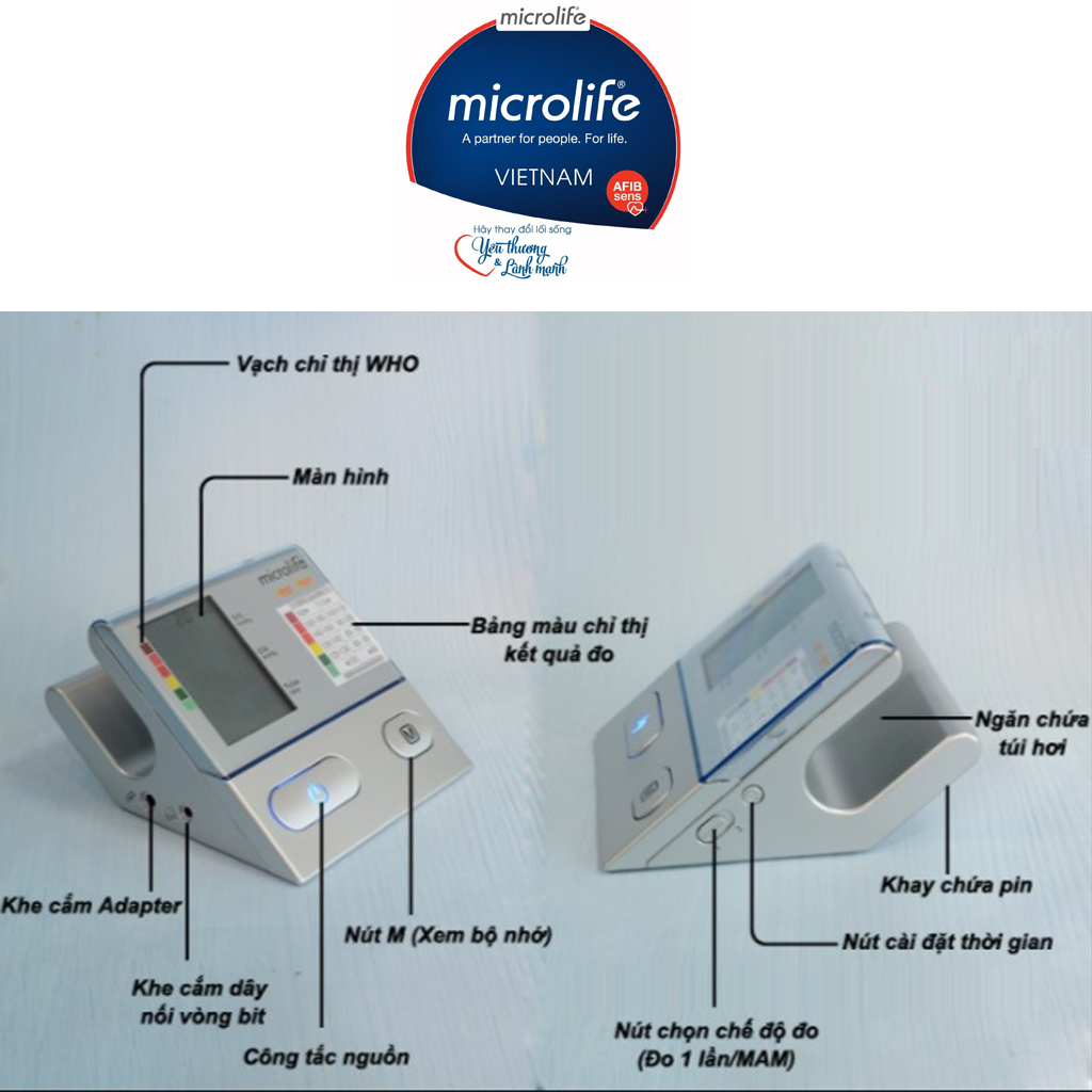 Máy đo huyết áp bắp tay Microlife BP A100 PLUS | Công Nghệ Phát Hiện Rối Loạn Nhịp Tim - Tặng Kèm Bộ Đổi Nguồn