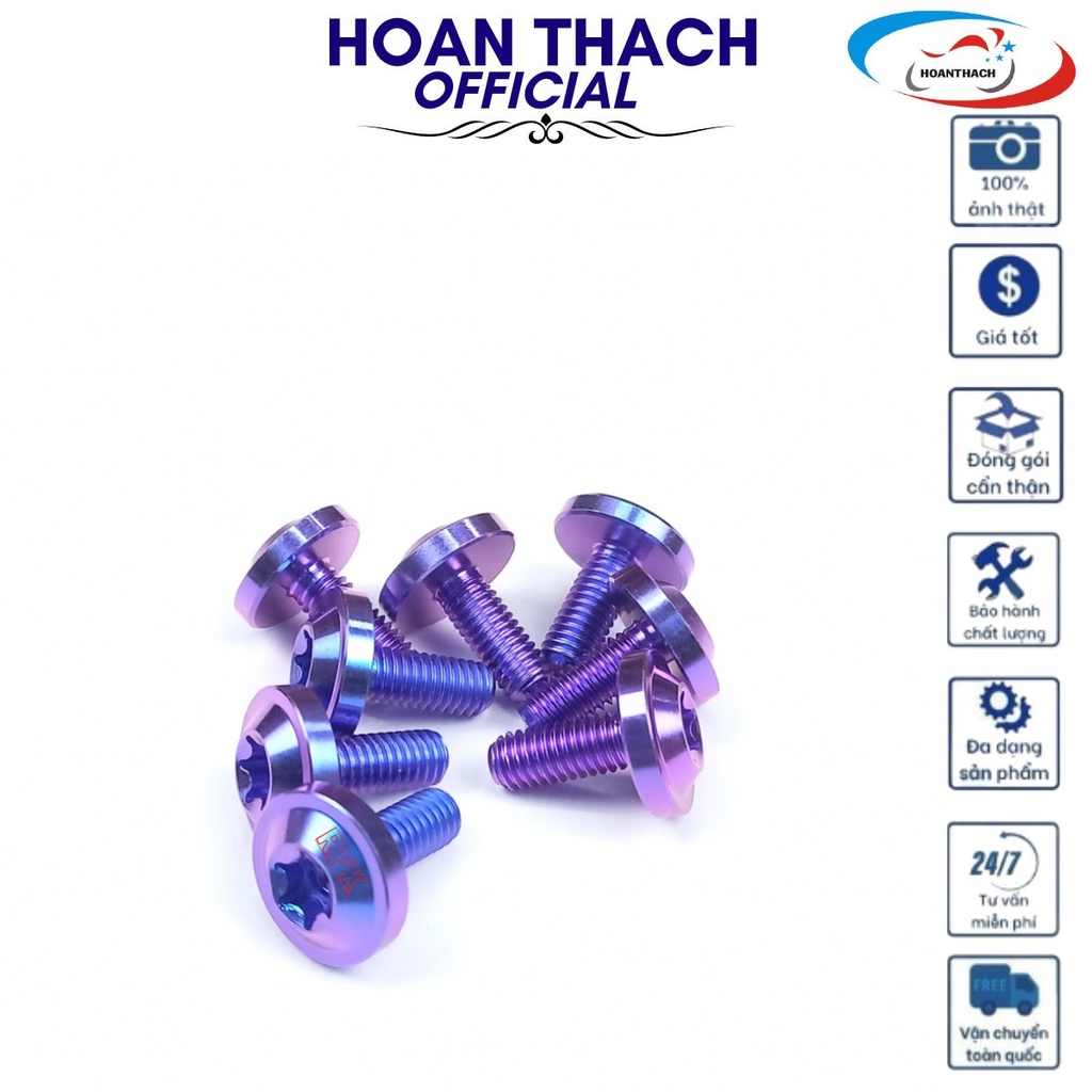 Ốc Gr5 Titan Dù 6L15 Tím ốp pô , đít pô cho xe máy Vario HOANTHACH SP010598 (giá 1 con)