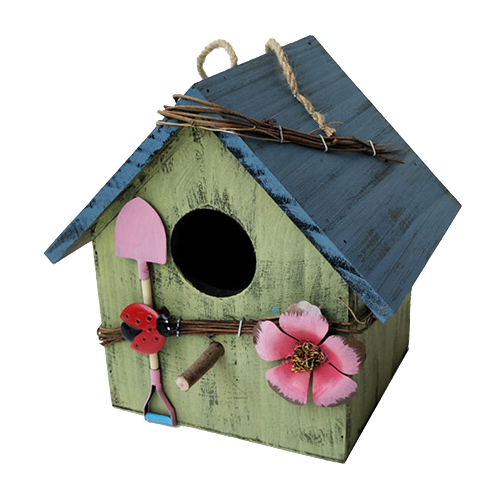 Wooden Hanging Bird House Nest Pastoral Courtyard Garden Decor