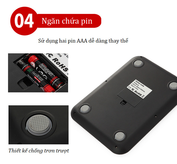 Cân nhà bếp tôi đa 10kg - Tặng 03 móc treo đồ nhà bếp màu ngẫu nhiên