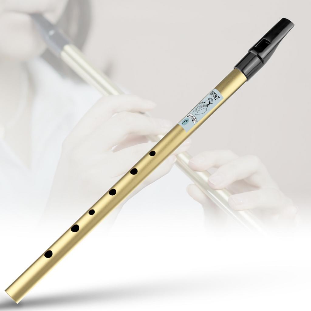 Triditional Irish Tin Whistle Flute 6 Hole Tin Penny Whistle High D Gold