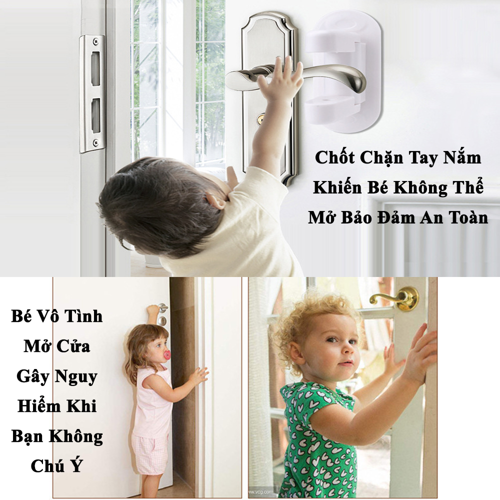 Dụng Cụ Khóa Cố Định Tay Nắm Cửa KUNBE Không Cần Khoan, An Toàn Chống Trộm Bảo Vệ Bé