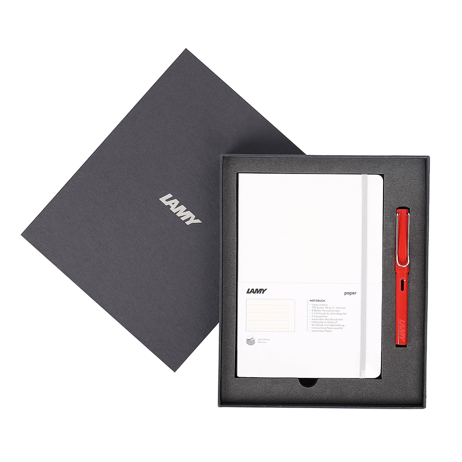 Lamy Notebook A5 Softcover White + Lamy Safari Red - GSNSa0030