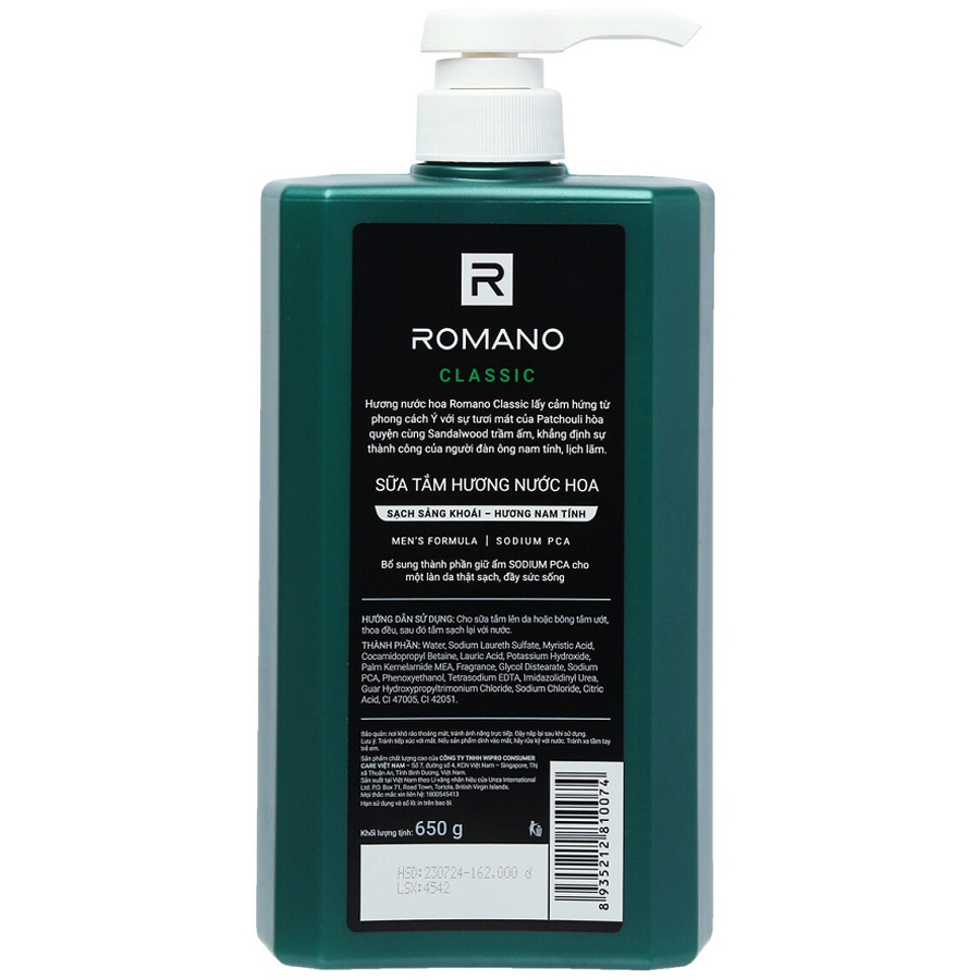 Sữa Tắm Nước Hoa Romano Classic 650G