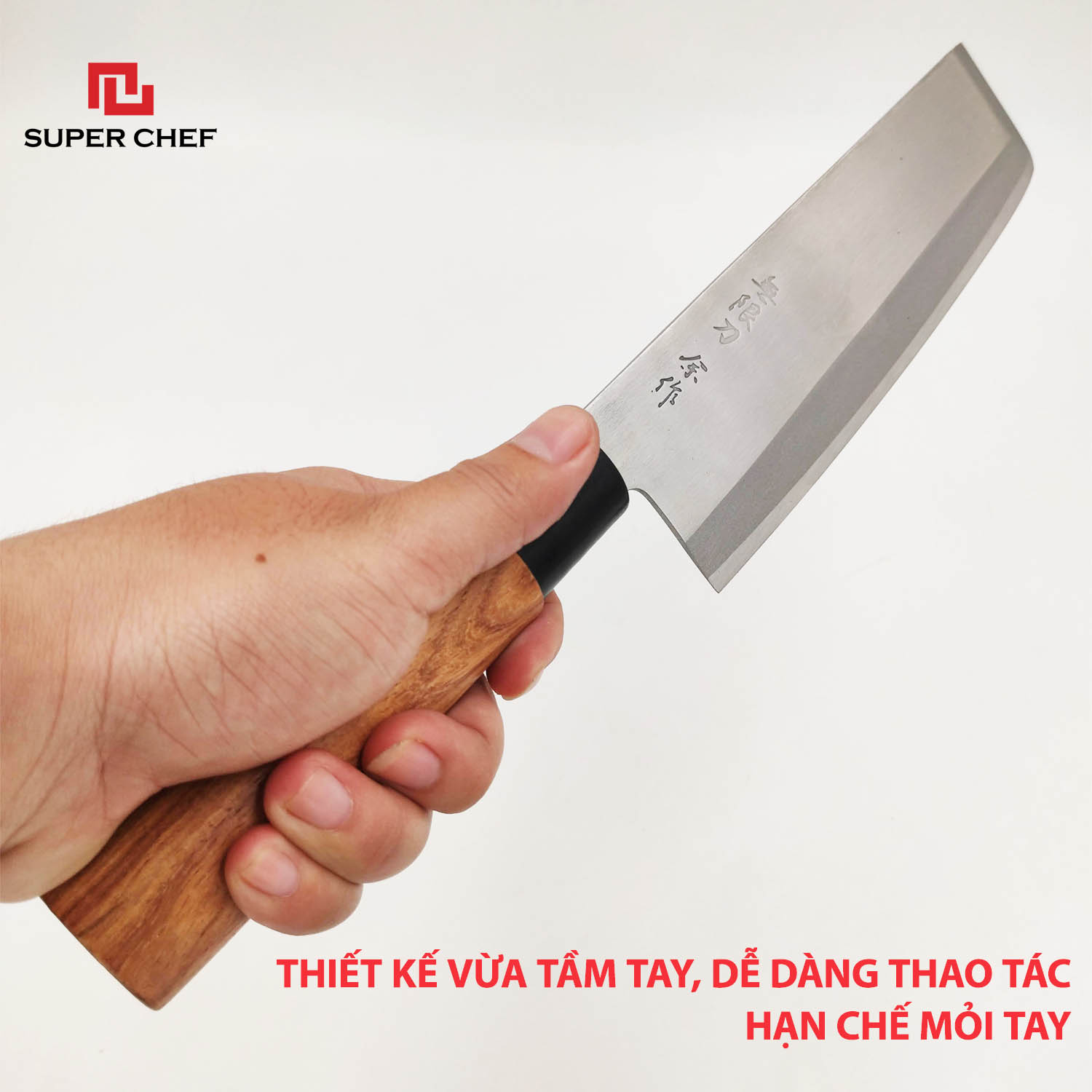 Dao Thái Rau Củ Quả Cán Gỗ Chính Hãng Super Chef Chuẩn Dao Nakiri Nhật Cao Cấp Siêu Sắc Bén, Lâu Cùng Bằng Thép Không Gỉ, Không Ăn Mòn An Toàn Sức Khỏe, Siêu Tiện Lợi ( Lưỡi dài 16.5cm)