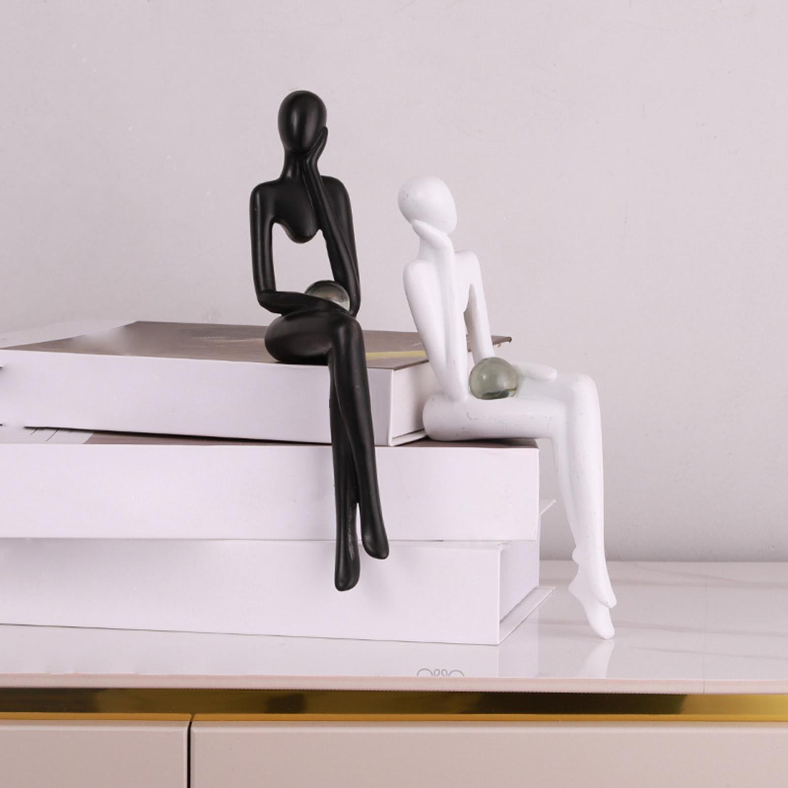 Thinker Statue Abstract Figurine Art for Living Room Bookcase Ornament